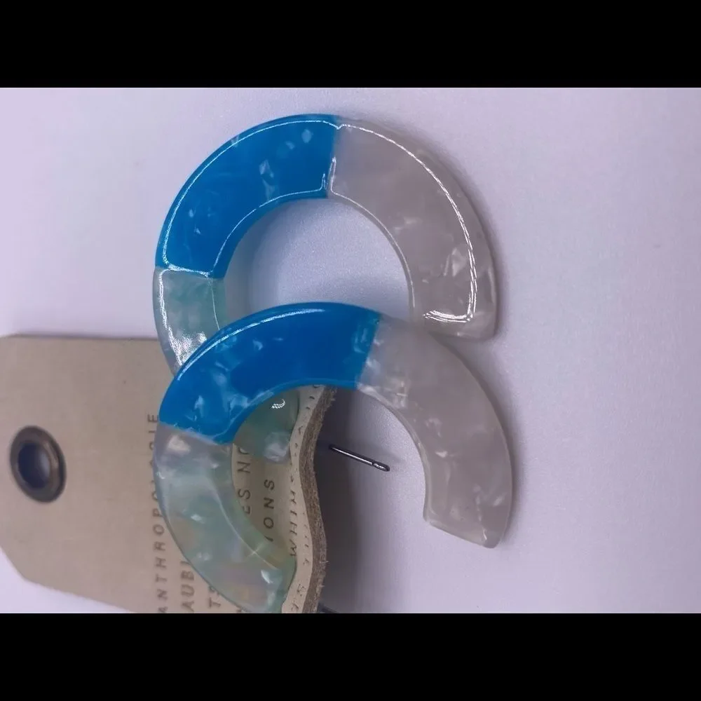 Anthropologie Blue Resin Hoops